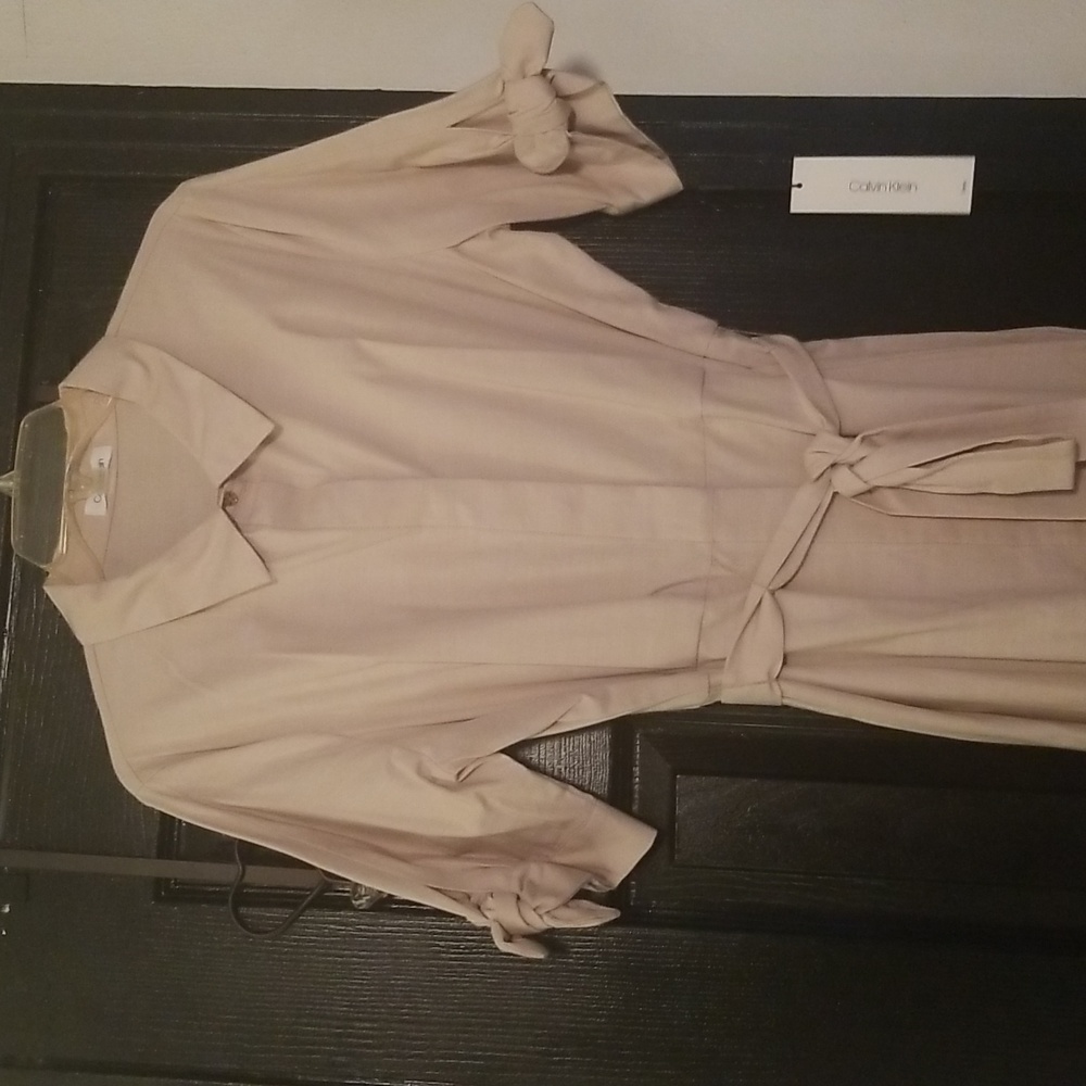 Classic Cream Tie-Waist Shirt Dress